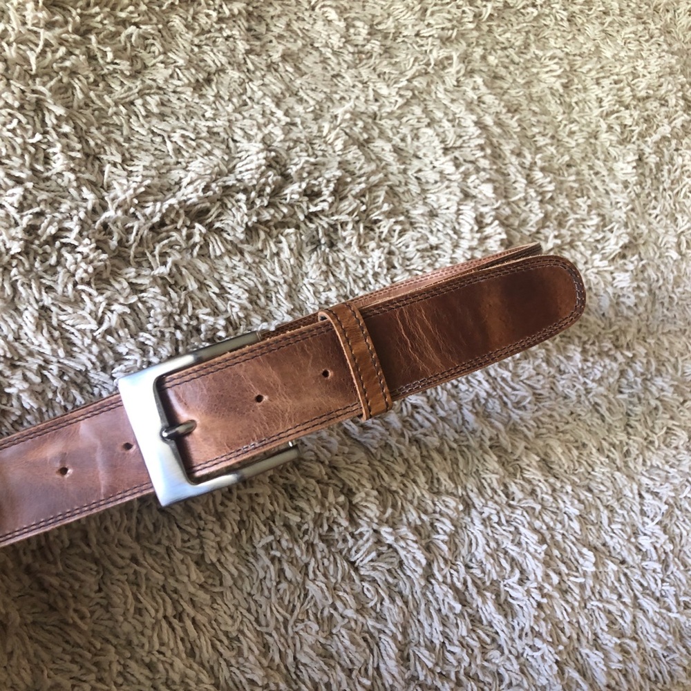 Boho brown leather belt genuine
